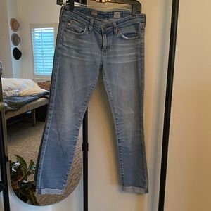 AG cigarette stilt roll up jeans